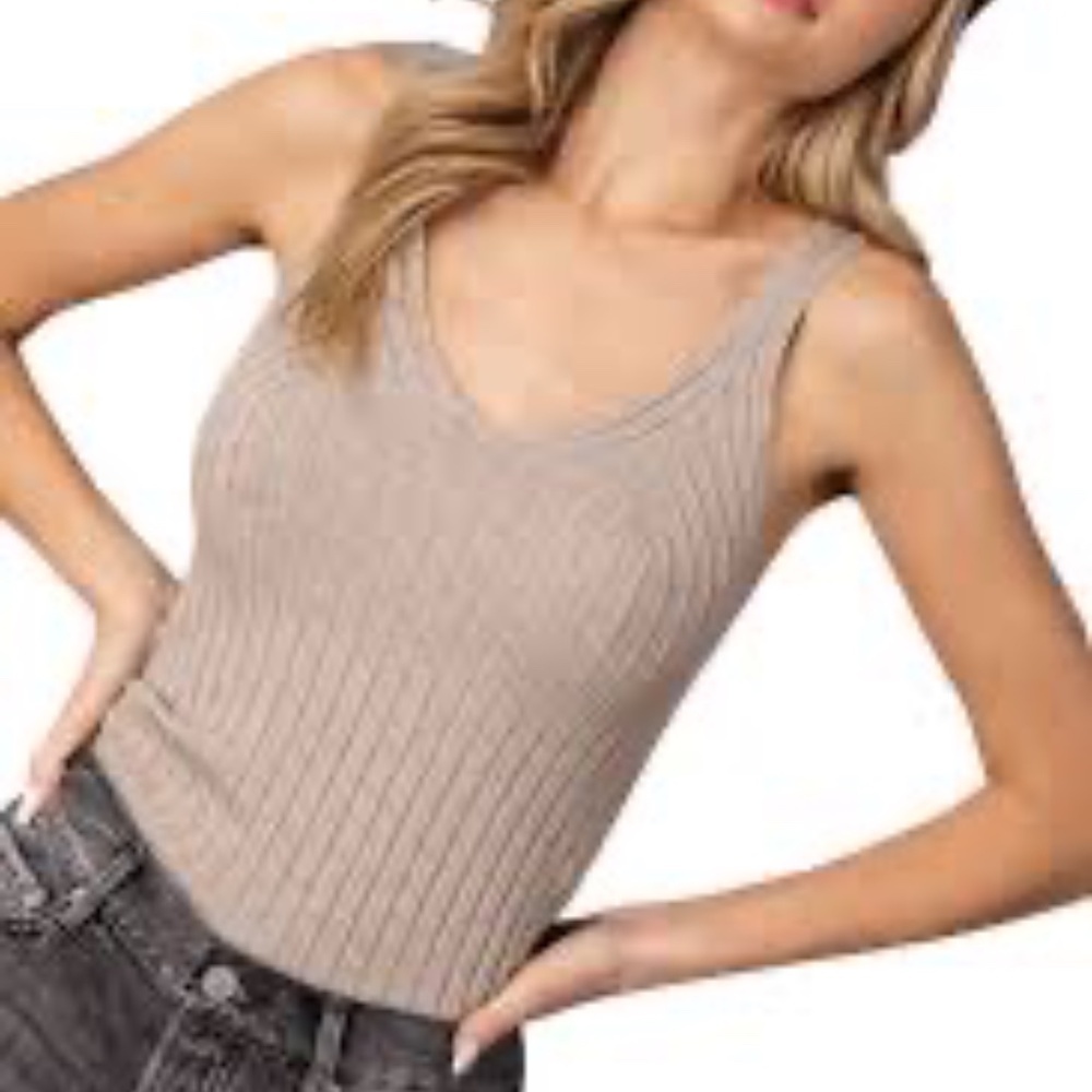 HM v-neck tank top tan